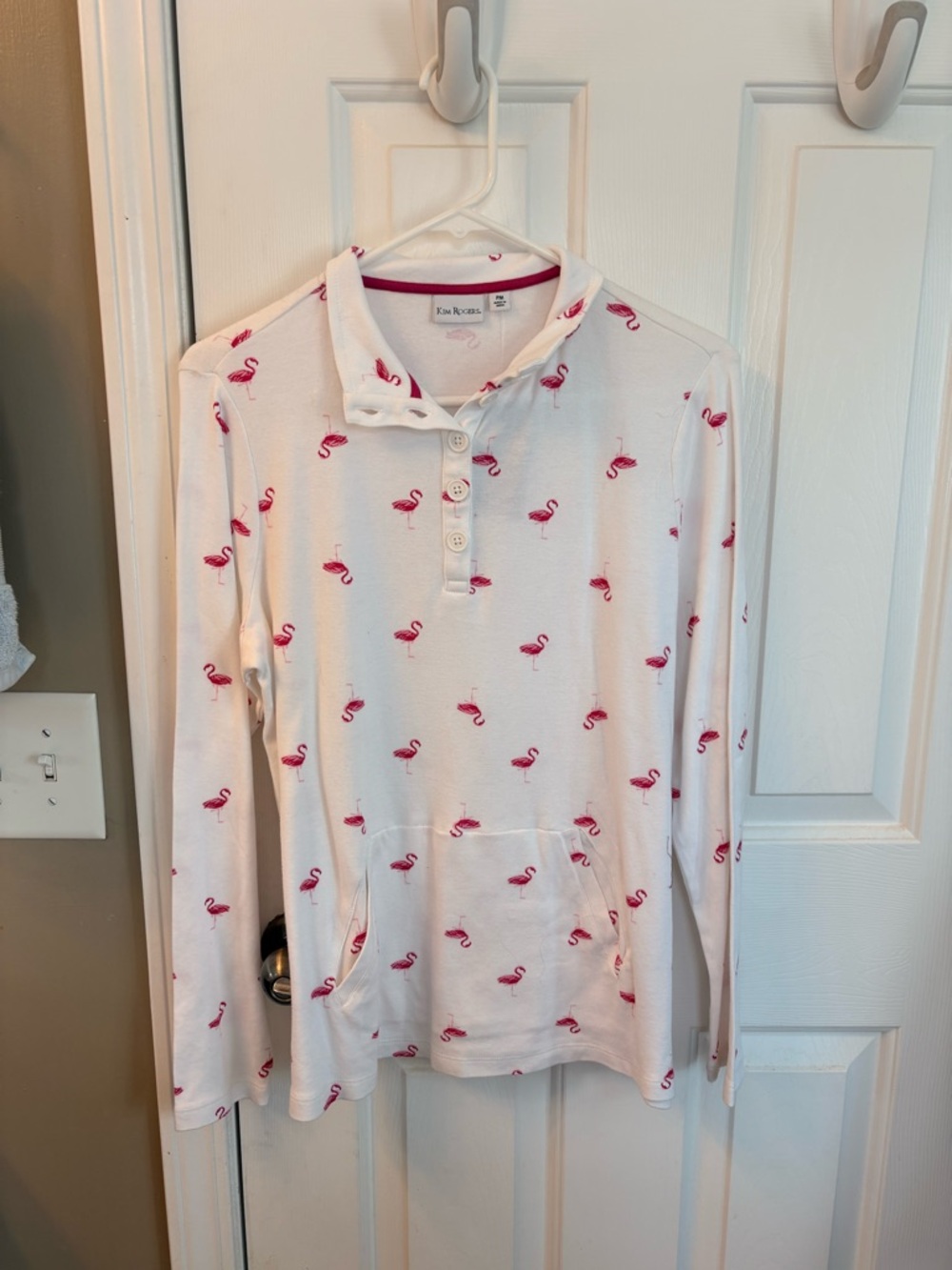 Kim Rogers Pink Flamingo Polo Pullover